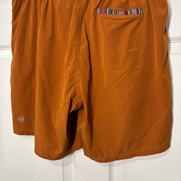 Wowie Nomad Shorts Men Large Burnt Orange Aztec Trim Drawstring Chino Outdoor 7” - Picture 7 of 11